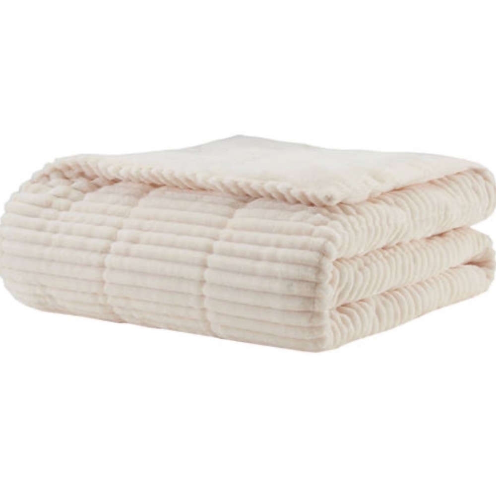 60"x70" Oversized Williams Plush Down Alternative Throw Blanket Ivory - Madison
